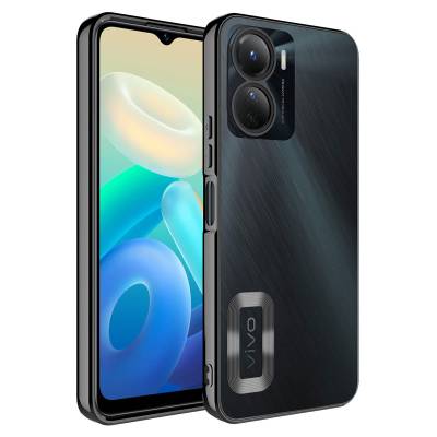Vivo Y16 Case Camera Protected Zore Omega Cover With Logo Black