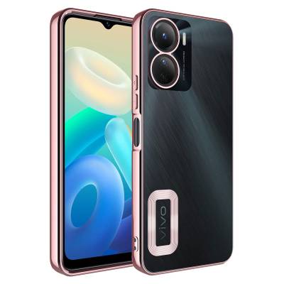 Vivo Y16 Case Camera Protected Zore Omega Cover With Logo Rose Gold