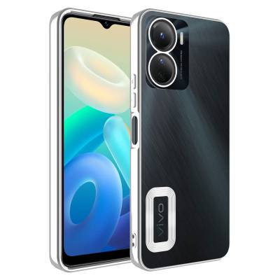 Vivo Y16 Case Camera Protected Zore Omega Cover With Logo Silver