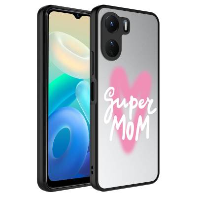 Vivo Y16 Case Mirror Patterned Camera Protected Glossy Zore Mirror Cover Süper Anne