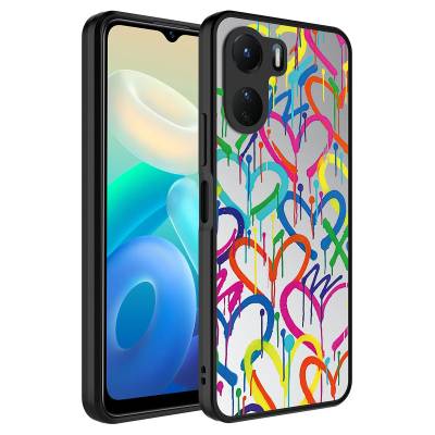 Vivo Y16 Case Mirror Patterned Camera Protected Glossy Zore Mirror Cover Kalp