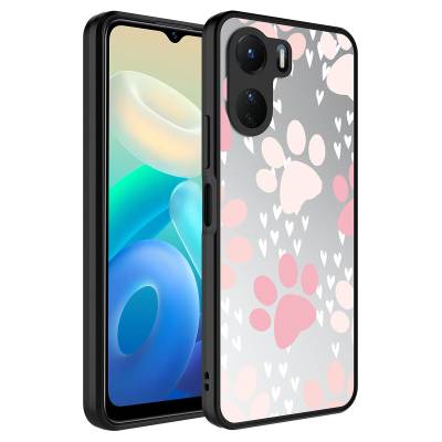 Vivo Y16 Case Mirror Patterned Camera Protected Glossy Zore Mirror Cover Pati