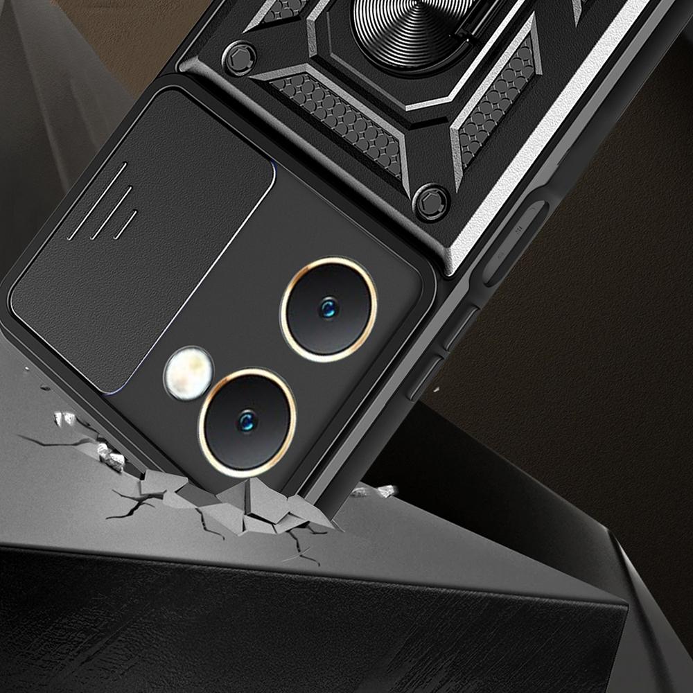 Vivo Y18 Kılıf Magnetik Standlı Kamera Korumalı Zore Sürgülü Vega Kapak - 6