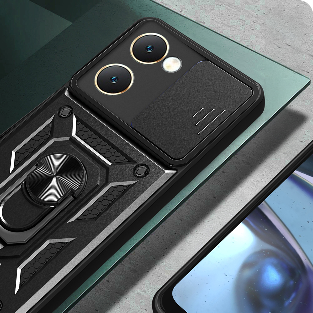 Vivo Y18 Kılıf Magnetik Standlı Kamera Korumalı Zore Sürgülü Vega Kapak - 8
