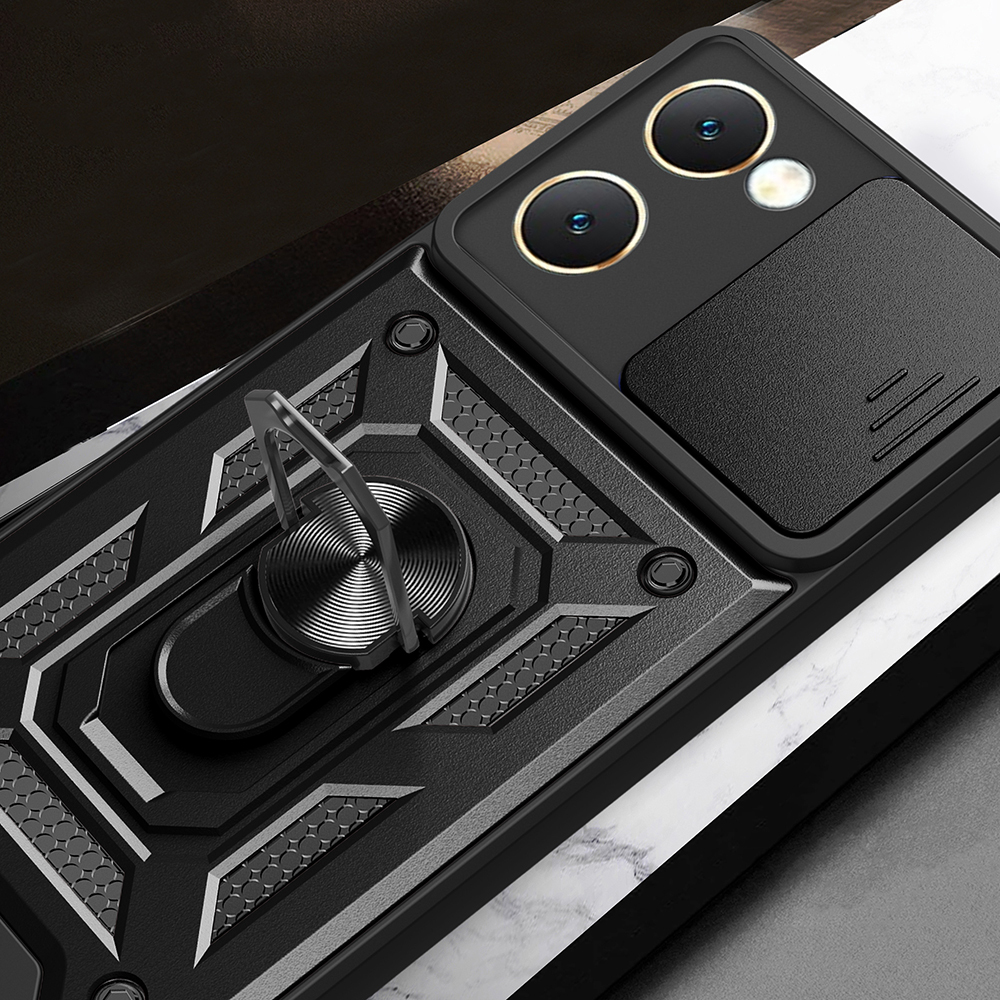 Vivo Y18 Kılıf Magnetik Standlı Kamera Korumalı Zore Sürgülü Vega Kapak - 10