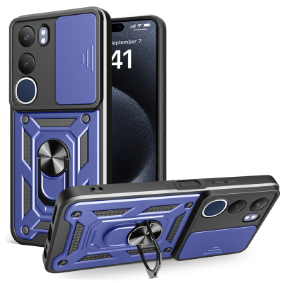 Vivo Y19S Case Magnetic Stand Camera Protection Zore Sliding Vega Cover Blue