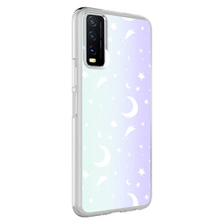 Vivo Y20 Case Zore M-Blue Patterned Cover Moon No4