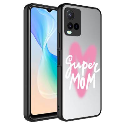 Vivo Y21S Case Mirror Patterned Camera Protected Glossy Zore Mirror Cover Süper Anne