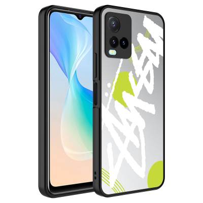 Vivo Y21S Case Mirror Patterned Camera Protected Glossy Zore Mirror Cover Yazı