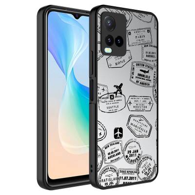 Vivo Y21S Case Mirror Patterned Camera Protected Glossy Zore Mirror Cover Seyahat