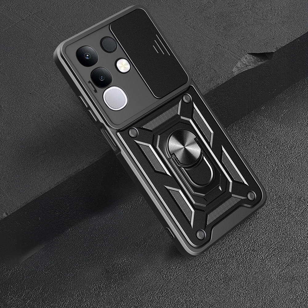 Vivo Y29 4G Kılıf Magnetik Standlı Kamera Korumalı Zore Sürgülü Vega Kapak - 5