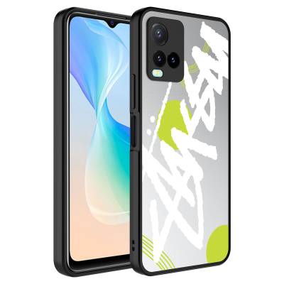 Vivo Y32 Case Mirror Patterned Camera Protected Glossy Zore Mirror Cover Yazı