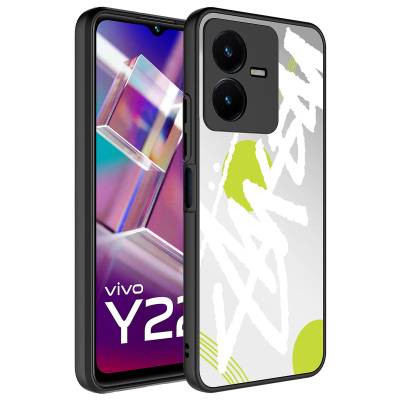 Vivo Y35 Case Mirror Patterned Camera Protected Glossy Zore Mirror Cover Yazı