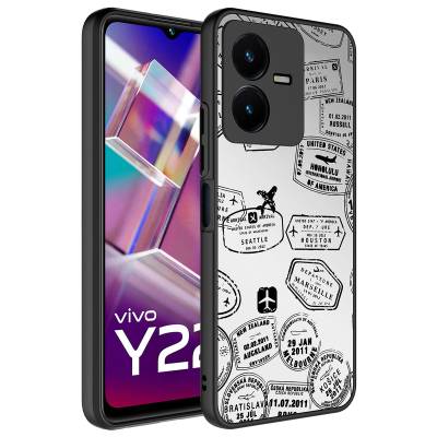 Vivo Y35 Case Mirror Patterned Camera Protected Glossy Zore Mirror Cover Seyahat