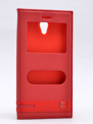 Vodafone Smart 7 Style Kılıf Zore Elite Kapaklı Kılıf Kırmızı