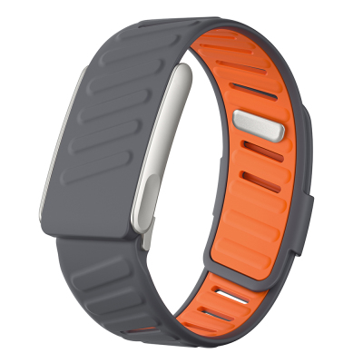 Whoop 5.0 Zore KRD-161 Metal Tokalı Silikon Kordon Gri-Turuncu