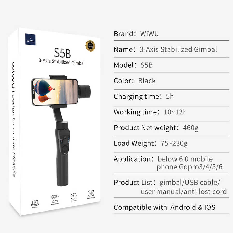 Wiwu 3-Axis S5B Gimbal Stabilizer - 2