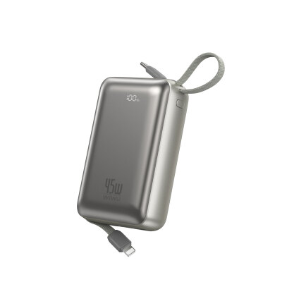 Wiwu AS-182 Galaxy Pro Max Series Portable Powerbank with Type-C Lightning Output, PD 45W, 20000mAh Silver
