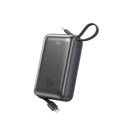 Wiwu AS-182 Galaxy Pro Max Serisi Type-C Lightning Çıkışlı Taşınabilir Powerbank PD 45W 20000mAh Gri