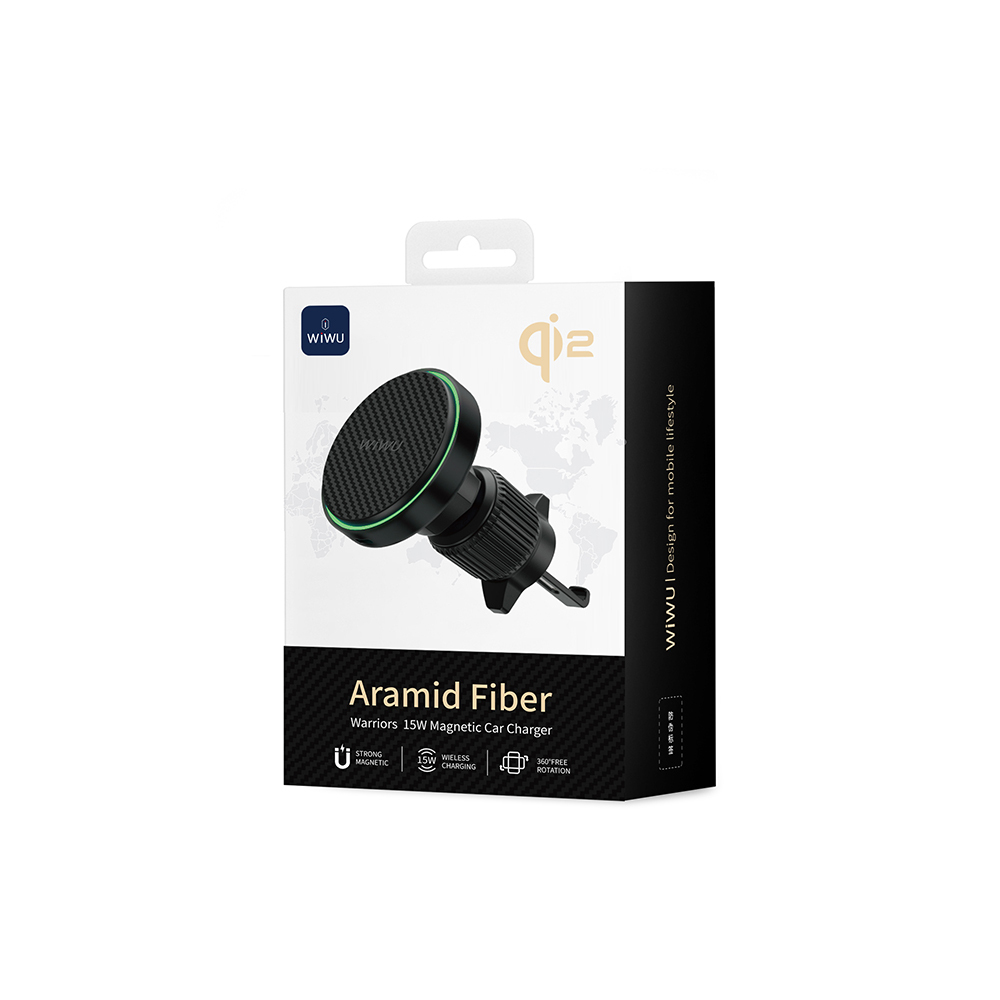 Wiwu CH-325 M-safe Charging Feature Aramid Fiber Qi2 Technology Ventilation Design Car Phone Holder 15W - 9