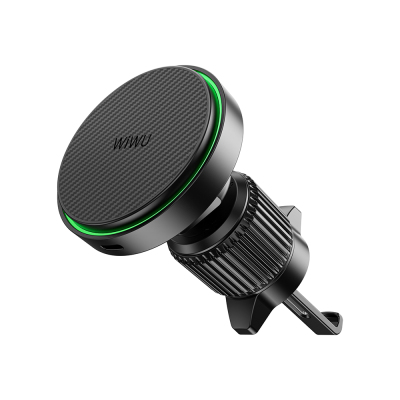 Wiwu CH-325 M-safe Charging Feature Aramid Fiber Qi2 Technology Ventilation Design Car Phone Holder 15W Black