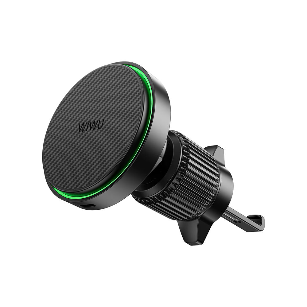Wiwu CH-325 M-safe Şarj Özellikli Aramid Fiber Qi2 Teknolojili Havalandırma Tasarım Araç Telefon Tutucu 15W - 4