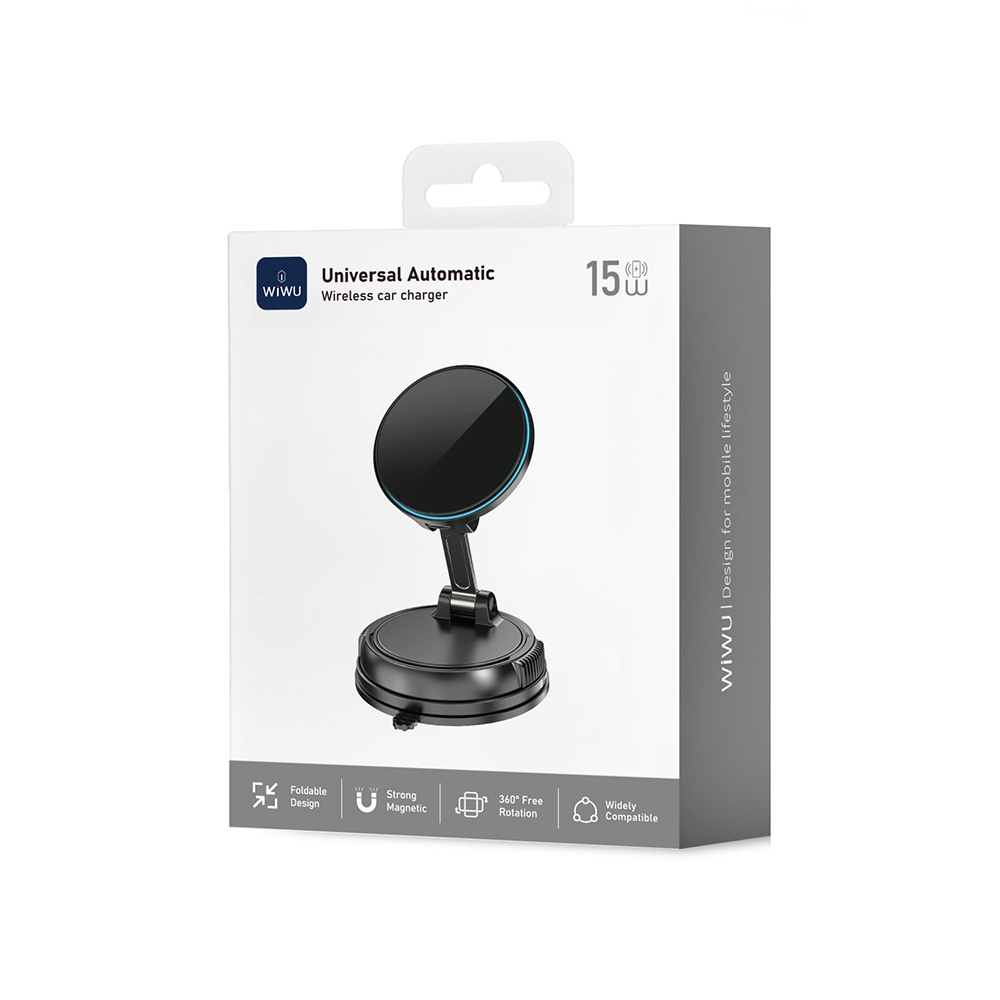 Wiwu CH-326 360 Degree Rotating Vacuum Car Phone Holder with M-safe Charging 15W - 9