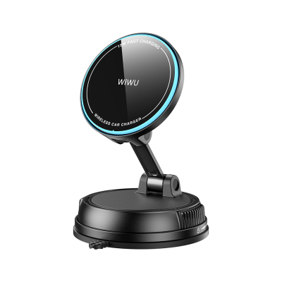 Wiwu CH-326 360 Degree Rotating Vacuum Car Phone Holder with M-safe Charging 15W Black