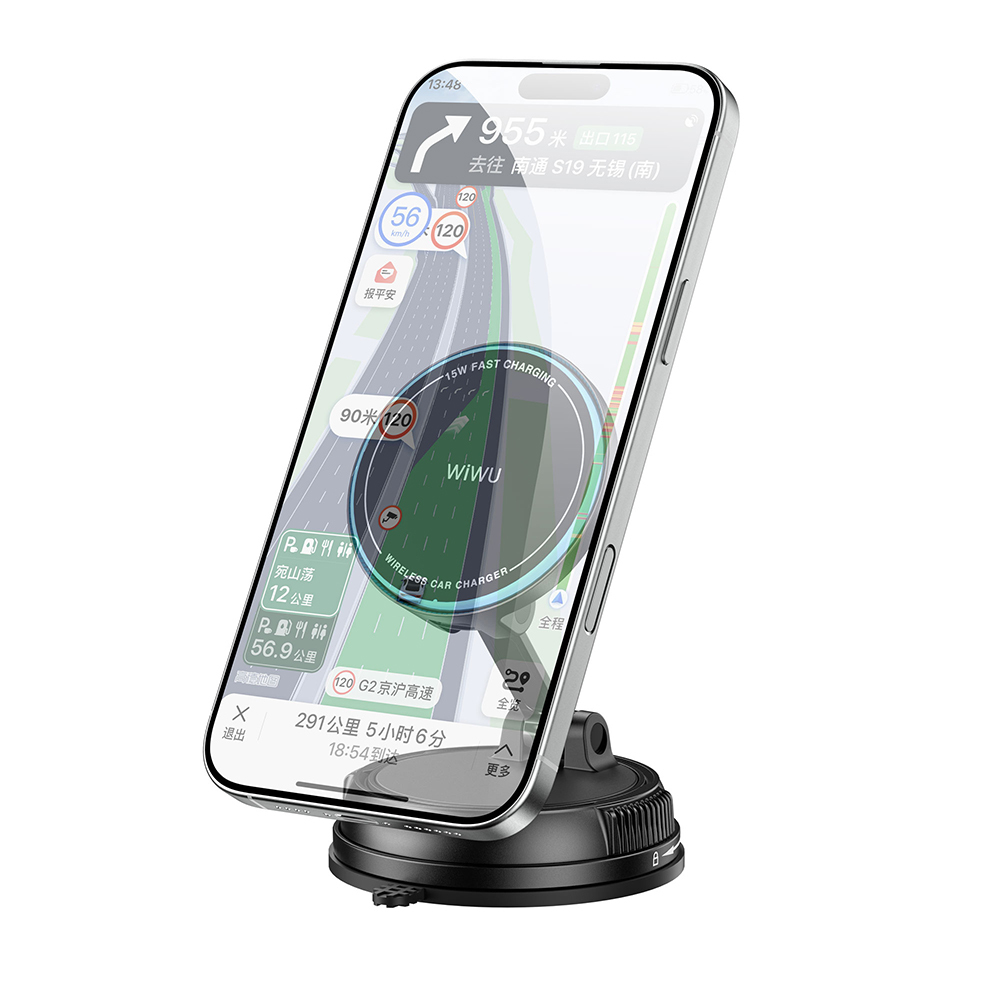 Wiwu CH-326 M-safe Şarj Özellikli 360 Derece Dönebilen Vakumlu Araç Telefon Tutucu 15W - 8
