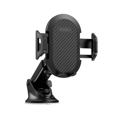 Wiwu CH015 Automatic Mechanism Suction Cup Design Car Phone Holder Black