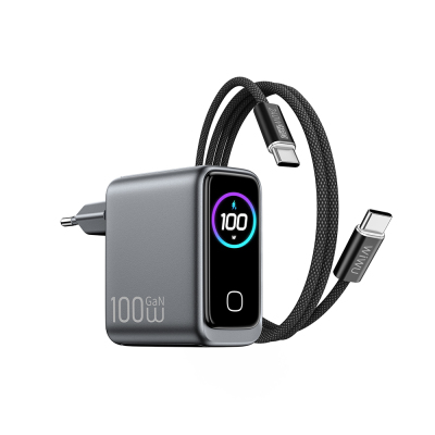 Wiwu CHG300 Voyager Series GaN Technology PD/QC Fast Charging Head with TFT Display 100W Black