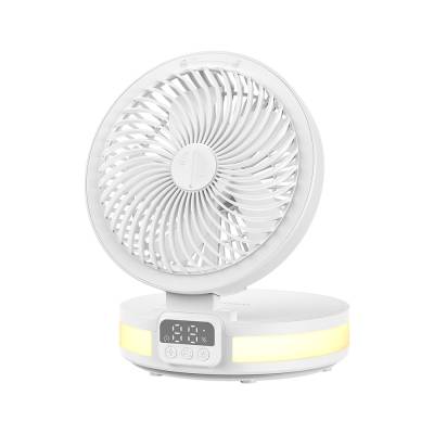 ​Wiwu FS05 Katlanabilir Şarjlı Dijital LED Ekranlı Gece Lambalı Masaüstü Fan Beyaz