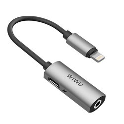 Wiwu LT01 Lightning Charge and Audio Adapter Grey