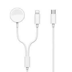 Wiwu M10 2 in 1 Wireless And Lightning PD Charging Cable White