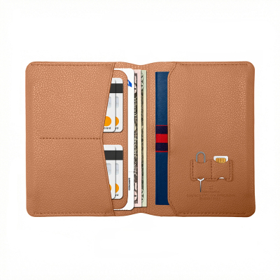 Wiwu Master Passport Wallet, PU Leather Wallet with RFID Card and SIM Card Slots Brown