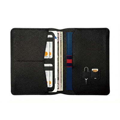 Wiwu Master Passport Wallet, PU Leather Wallet with RFID Card and SIM Card Slots Black