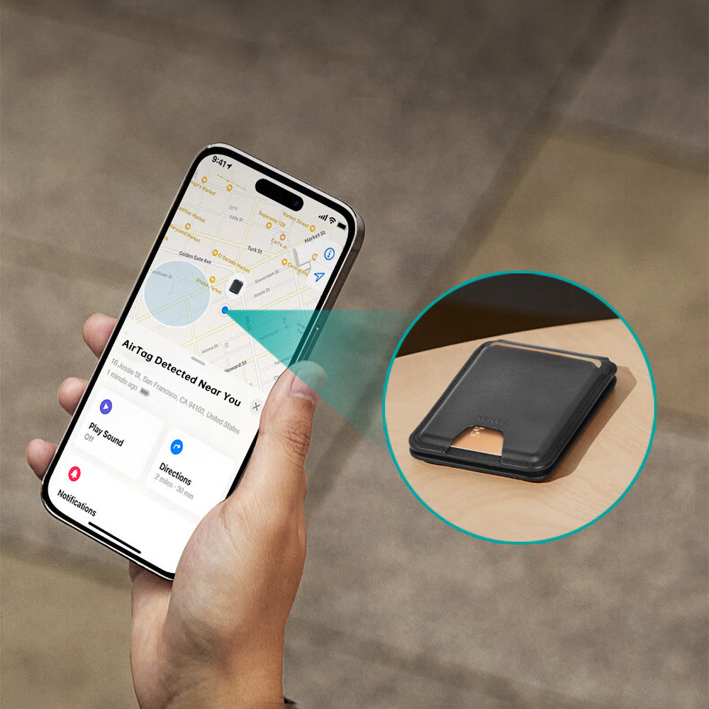 Wiwu MW-005 Magnetic Stand Card Holder Qi Wireless Charging Compatible FindMy Mag Wallet - 15