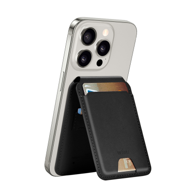 Wiwu MW-005 Magnetic Stand Card Holder Qi Wireless Charging Compatible FindMy Mag Wallet Black