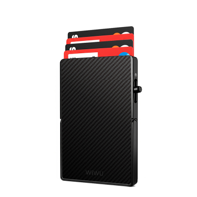 Wiwu MW-007 Warriors Pop-Up Buton Tasarımlı Magnetik Aramid Fiber Metal Standlı Kartlık Siyah