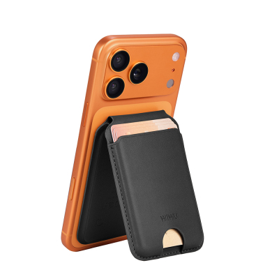 Wiwu MW-007P Magnetic Stand Card Holder Wireless Charging Compatible FindMy and Find Hub Enabled Mag Wallet Black