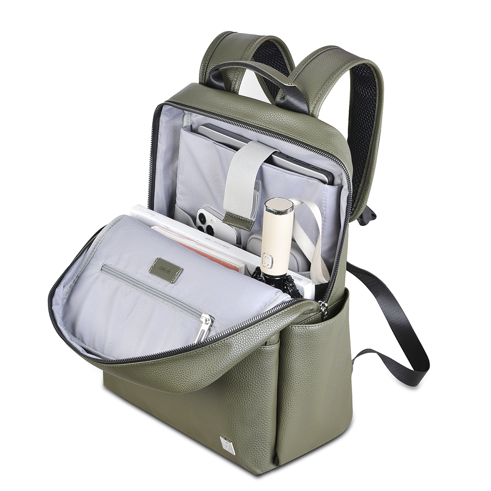 Wiwu Osun Series Metal Logo PU Leather Laptop Backpack - 4