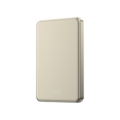 Wiwu P15 LED Işık Göstergeli Ultra İnce PD 20W Kablosuz Powerbank 5000mAh 15W Titanyum-Gold