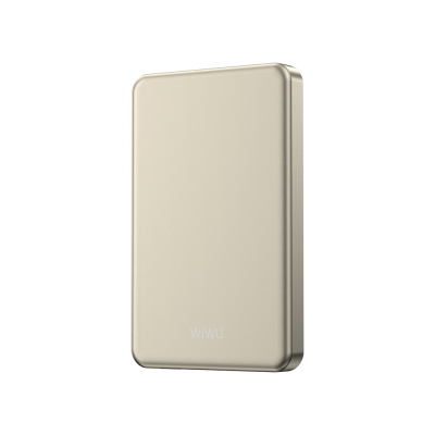 Wiwu P15 Ultra Slim PD 20W Wireless Powerbank with LED Indicator 5000mAh 15W Titanyum-Gold