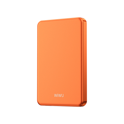 Wiwu P15 Ultra Slim PD 20W Wireless Powerbank with LED Indicator 5000mAh 15W Orange
