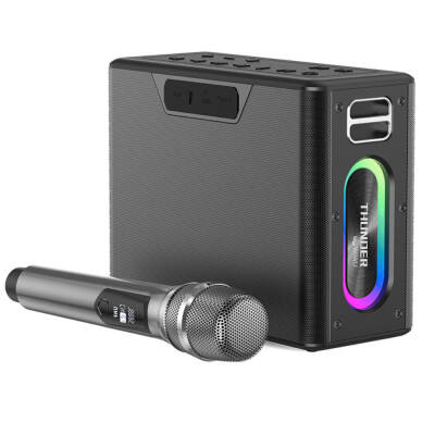 Wiwu P19 Thunder Bluetooth Speaker Hoparlör ve Karaoke Bluetooth Çift Mikrofon Siyah