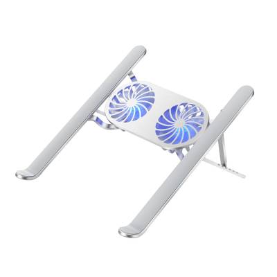 Wiwu S400 Pro Dual Fan Illuminated Foldable Adjustable Laptop Stand 5W 3000RPM Silver