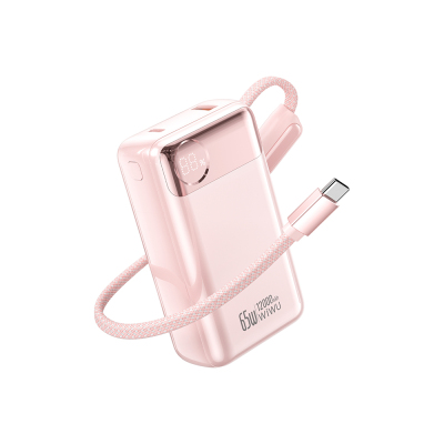 Wiwu T132 Power Plus Series Type-C Wired PD Powerbank 65W 12000mAh Pink