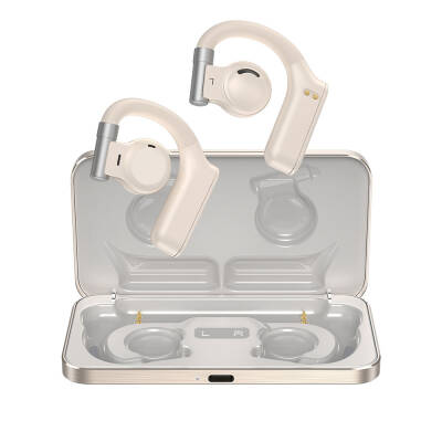 Wiwu T18 Clera Sound Serisi Serbest Ayarlanabilir Kulak İçi Bluetooth 5.2 Kulaklık Krem