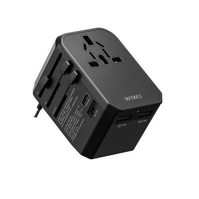 Wiwu UA-304 Multi Universal TR/US/UK/AUS/EU Compatible Charging Adapter 45W Black