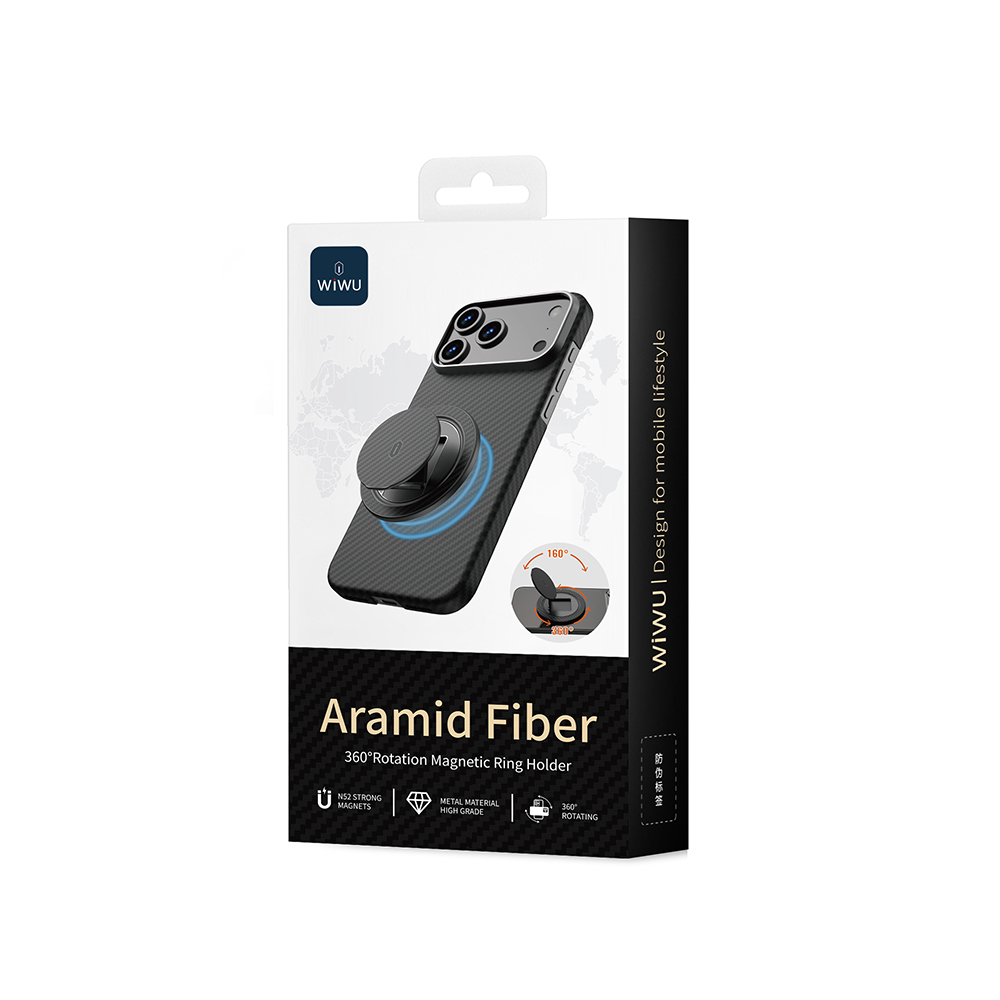 Wiwu Warriors Series Aramid Fiber 360 Degree Rotating Magnetic Ring Stand Phone Holder - 12